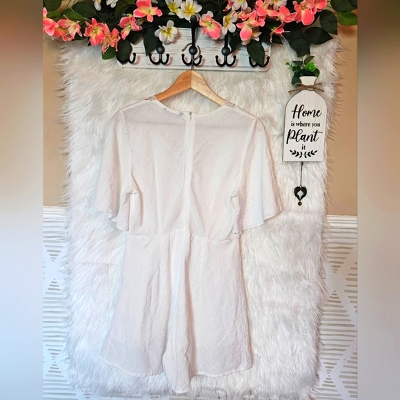 Shein Swiss Dot Lace Detail Shorts Romper - Picture 2 of 5